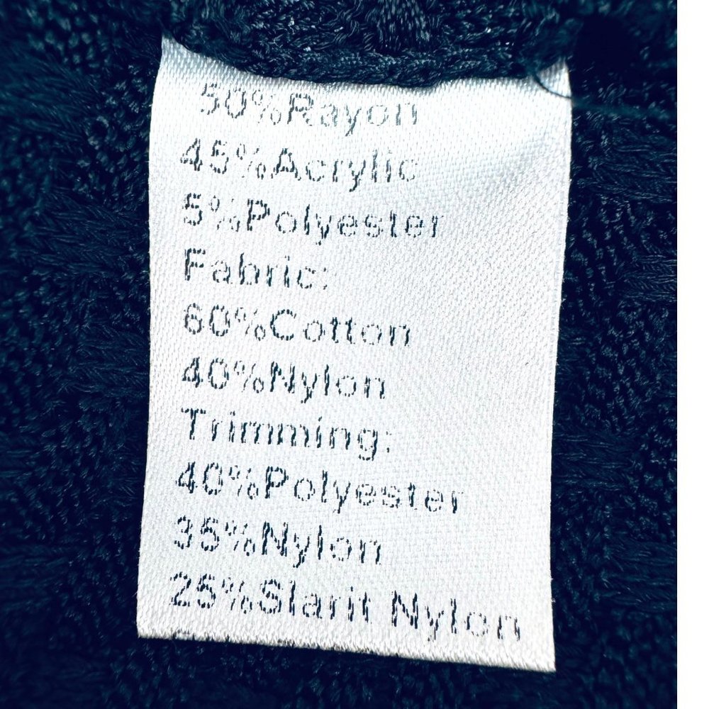 Misook Embroidered Knit Jacket 3/4 Sleeve Lace Patch Embellished Buttons Black M - Picture 10 of 16